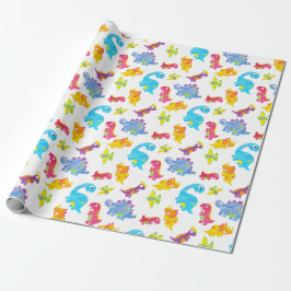 Niedliche Farbige Funny Unisex White Baby Dinosaur Geschenkpapier
