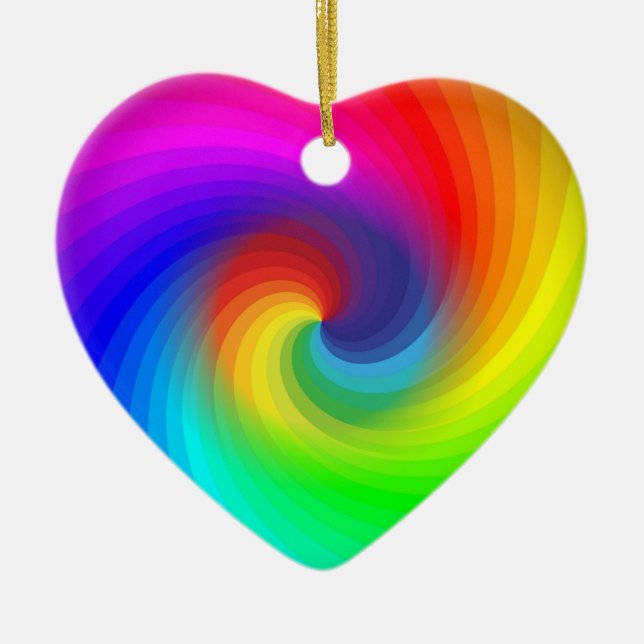 Niedliche Farbige Gefärbte Krawatte Regenbogen Swi Keramik Ornament (Vorne)
