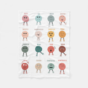 Niedliche farbige Gefühle Emotionen Factsheet Fleecedecke