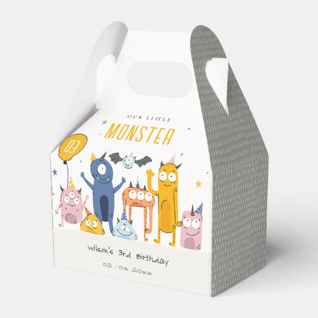 Niedliche Farbige Gelbe Party Monster Kindergeburt Geschenkschachtel (Vorderseite)