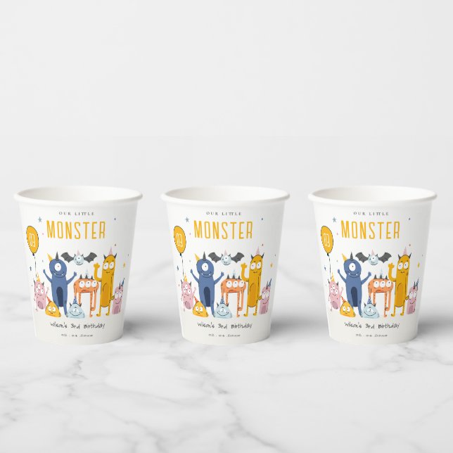 Niedliche Farbige Gelbe Party Monster Kindergeburt Pappbecher (Multi)