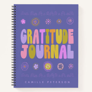 Niedliche Farbige Groovy Personalisierte Lila Dank Notizbuch