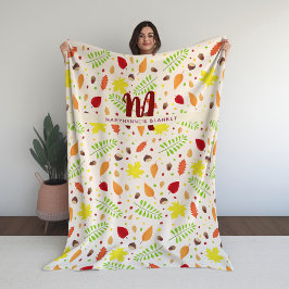 Niedliche farbige Herbstlaube individuelle Name Fleecedecke