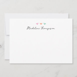 Niedliche Farbige Herz-Script-Stationery-Karte Mitteilungskarte