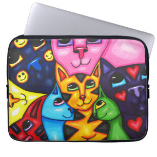 Niedliche Farbige Katzen Kakteen Art Original Male Laptopschutzhülle