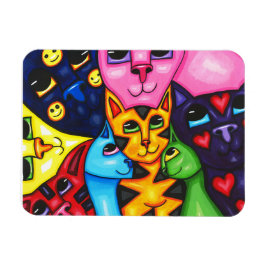 Niedliche Farbige Katzen Kakteen Art Original Male Magnet