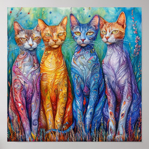Niedliche farbige Katzen Poster