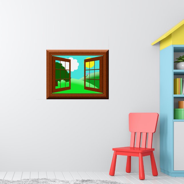 Niedliche Farbige Kinder Cartoon Fenster Anzeigen  Poster (Kinderzimmer 1)