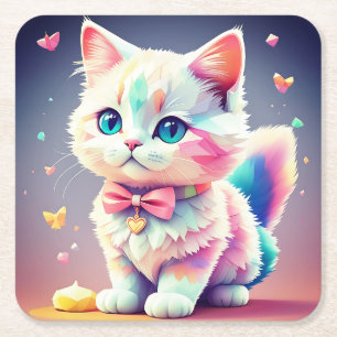Niedliche Farbige Kitten-84301 Rechteckiger Pappuntersetzer