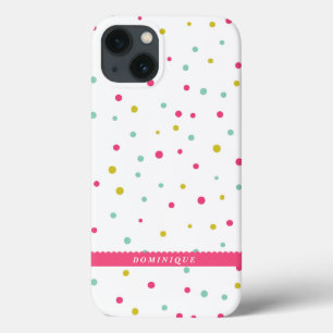 Niedliche Farbige Konfetti Dots Muster Personalisi iPhone 13 Hülle