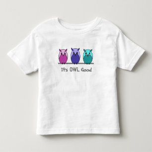 Niedliche Farbige Lila Rosa Aquamariner Cartoon Ow Kleinkind T-shirt