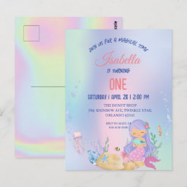 Niedliche farbige Meerjungfrau Rainbow Geburtstags Postkarte