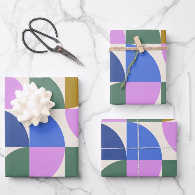 Niedliche Farbige moderne geometrische Formen Must Geschenkpapier Set (Vorderseite)