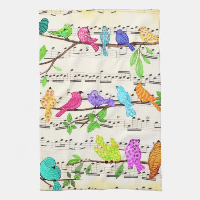 Niedliche Farbige Musical Vögel Küchentücher (Vertikal)