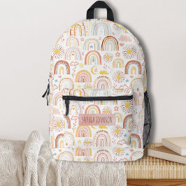Niedliche farbige Regenbogen und Daisy-Blume Abstr Bedruckter Rucksack