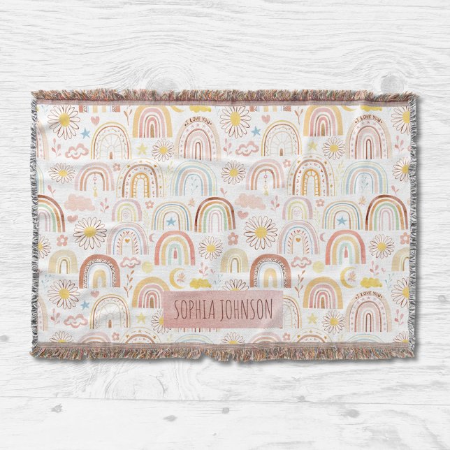 Niedliche farbige Regenbogen und Daisy-Blume Abstr Decke (Close up)