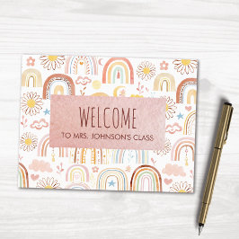 Niedliche farbige Regenbogen und Daisy-Blume Abstr Postkarte