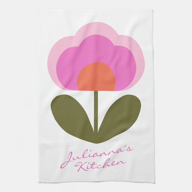 Niedliche Farbige Retro-skandinavische Blume kunde Geschirrtuch (Vertikal)