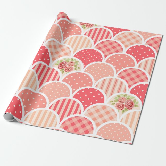 Niedliche, farbige Retropinke l Polka Punkte und S Geschenkpapier (Ungerollt)