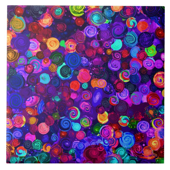 Niedliche farbige Spiralkosmosemuster Fliese (Vorderseite)