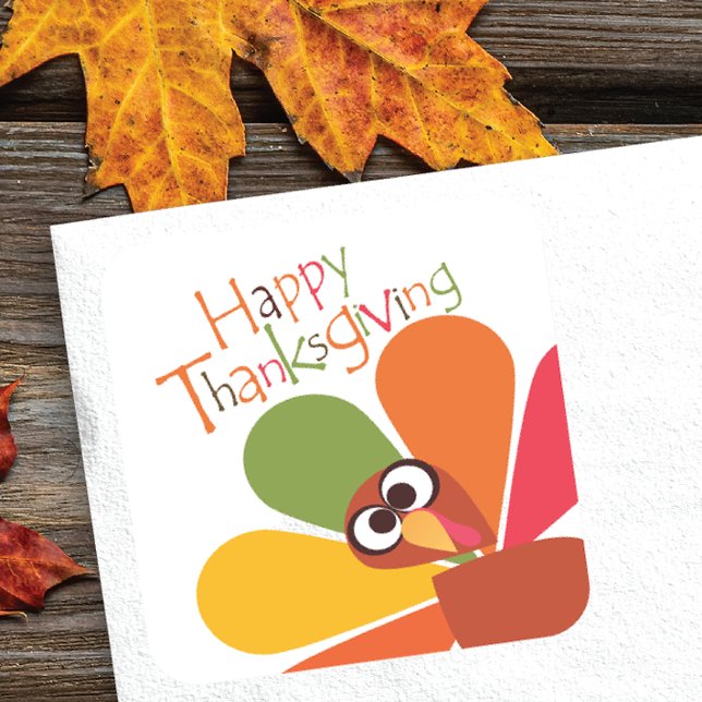Niedliche Farbige Türkei glücklich Thanksgiving St Quadratischer Aufkleber (Von Creator hochgeladen)
