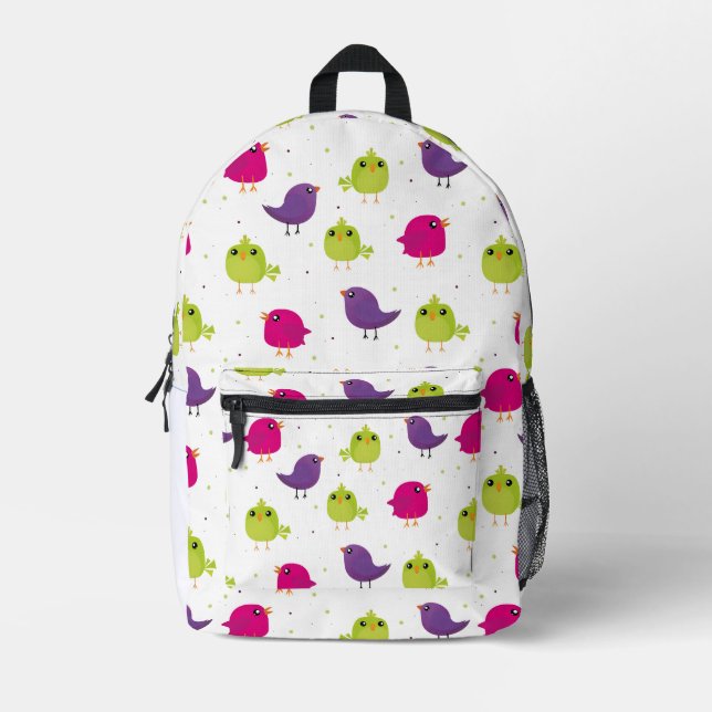Niedliche, farbige Vögel Bedruckter Rucksack (Vorderseite)