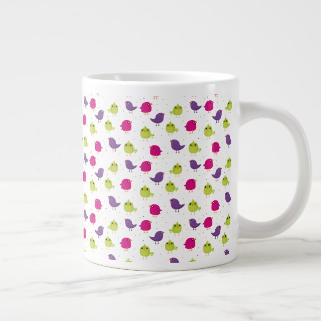 Niedliche, farbige Vögel Jumbo-Tasse (Rechts)