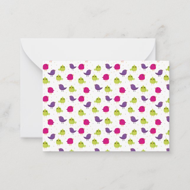 Niedliche, farbige Vögel Mitteilungskarte (Vorderseite)