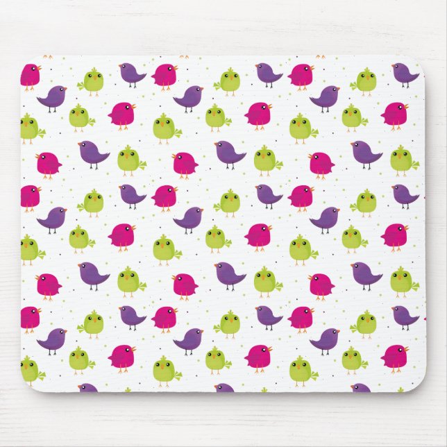 Niedliche, farbige Vögel Mousepad (Vorne)