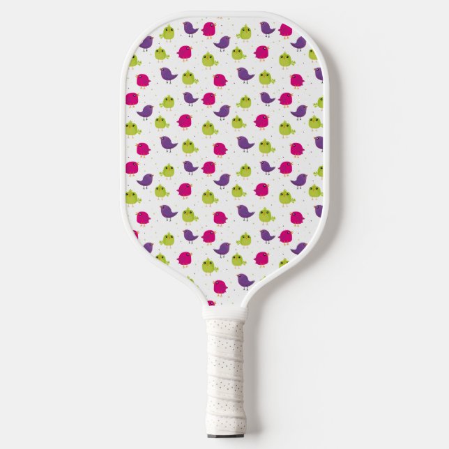 Niedliche, farbige Vögel Pickleball Schläger (Vorderseite)