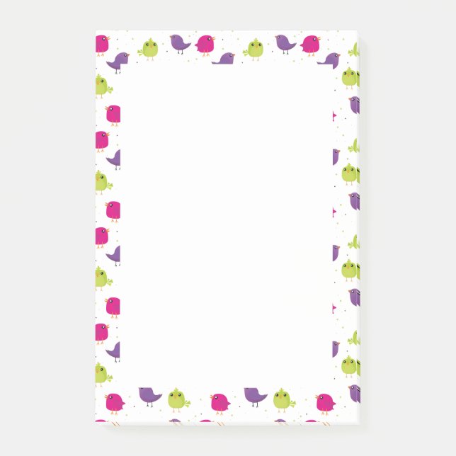 Niedliche, farbige Vögel Post-it Klebezettel (Vorderseite)