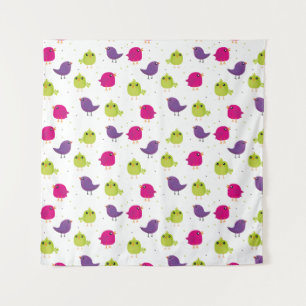 Niedliche, farbige Vögel Wandteppich