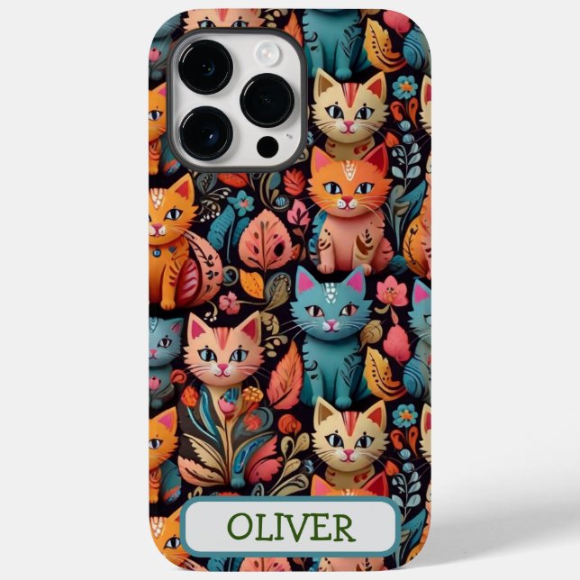 Niedliche farbige Whimsikkätzchen Case-Mate iPhone 14 Pro Max Hülle (Rückseite)