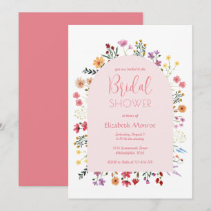 Niedliche Farbige Wildblume Rosa Brautparty Einladung