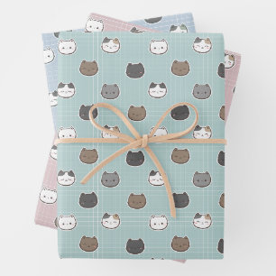 Niedliche Farbigkeit der Katzenpastellfarbe Geschenkpapier Set