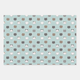 Niedliche Farbigkeit der Katzenpastellfarbe Geschenkpapier Set
