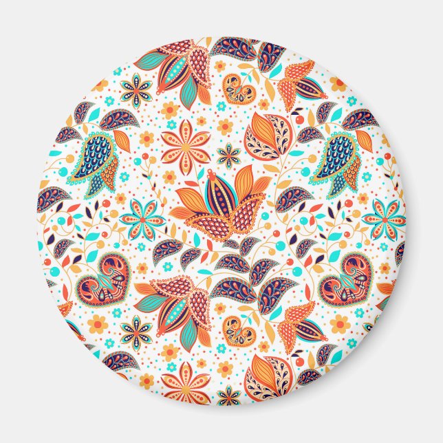 Niedliche Farbklassiker mit Blumenmuster Magnet (Vorne)