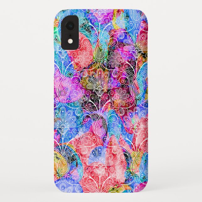Niedliche Farbmuster aus weißer Blume Case-Mate iPhone Hülle (Rückseite)