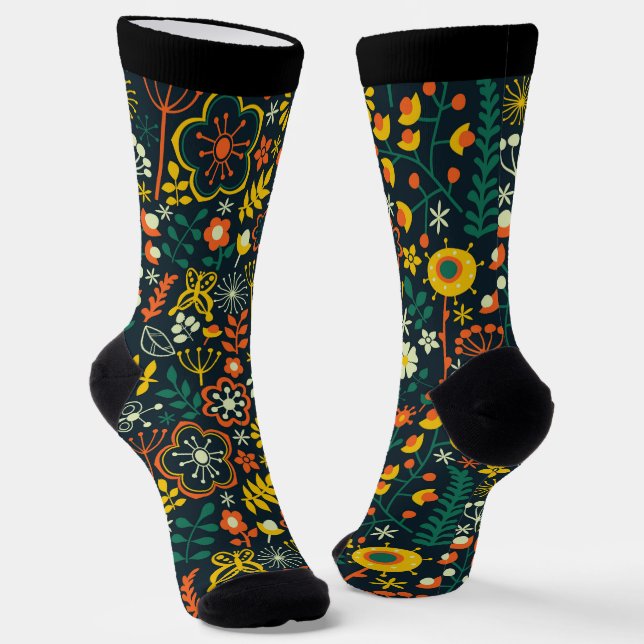 Niedliche Farbmuster der Wildblumen Socken (Gewinkelt)