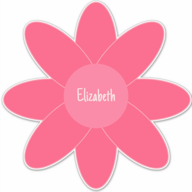 Niedliche Farbtöne der rosa Blume und Name Aufkleber (Vorderseite)