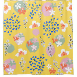 Niedliche Farbtöne floral Modernes Retro l Gelb Duschvorhang