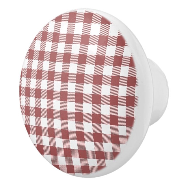 Niedliche Farbtöne, rot-weiß, karierter Frisiertis Keramikknauf (Rechts)