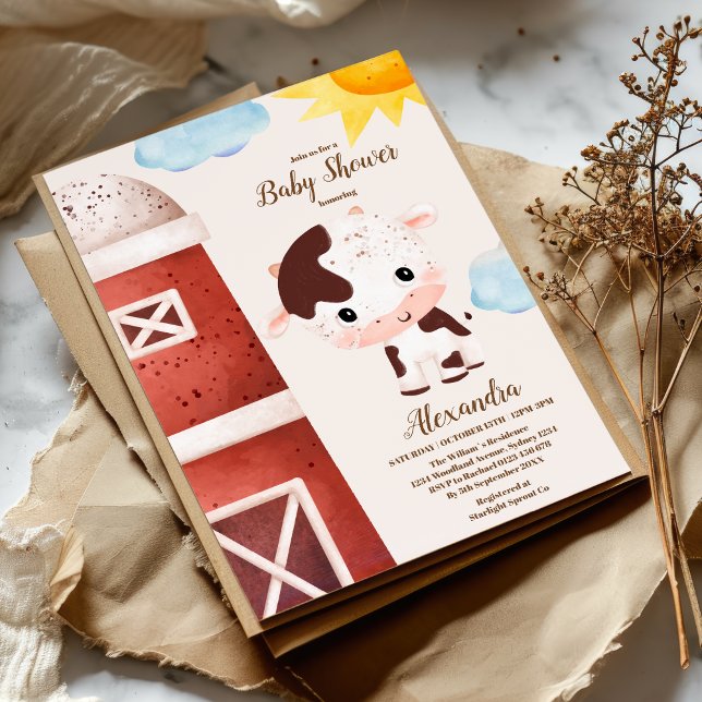 Niedliche Farm Animals Greenery Boy Barn Baby Dusc Einladung (Von Creator hochgeladen)