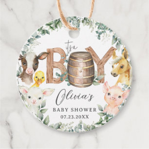 Niedliche Farm Animals Greenery Boy Barn Baby Dusc Geschenkanhänger