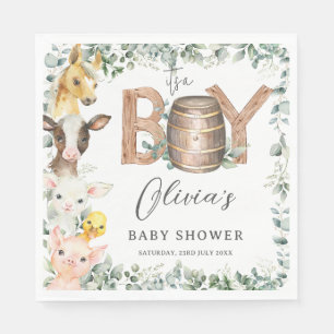 Niedliche Farm Animals Greenery Boy Barn Baby Dusc Serviette