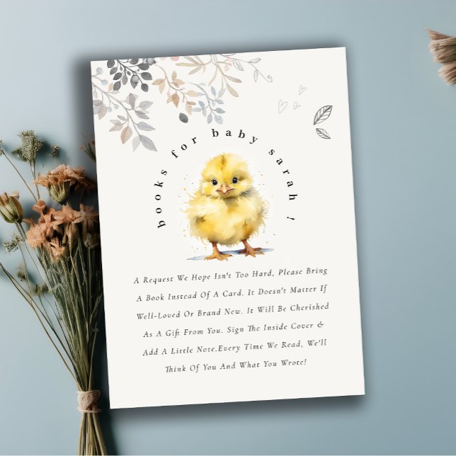 Niedliche Farm Chick Blumenbücher für Babydusche Begleitkarte (Von Creator hochgeladen)