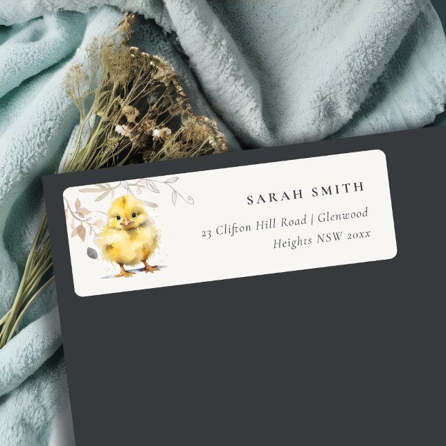 Niedliche Farm Chick Watercolor Blumenadresse (Von Creator hochgeladen)