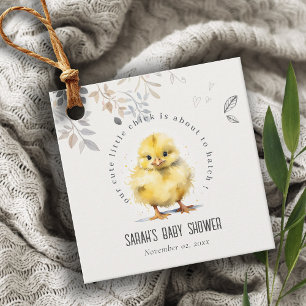 Niedliche Farm Chick Watercolor Blumenbaby-Dusche Geschenkanhänger