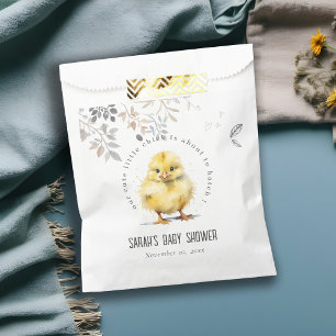 Niedliche Farm Chick Watercolor Blumenbaby-Dusche Geschenktütchen