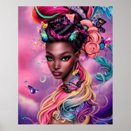 Niedliche Fashion-Girl-Schmetterlinge Poster
